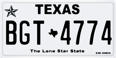 TX license plate BGT4774