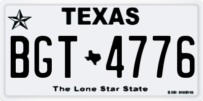 TX license plate BGT4776