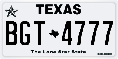 TX license plate BGT4777