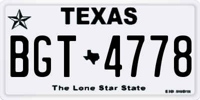 TX license plate BGT4778