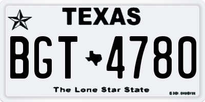 TX license plate BGT4780