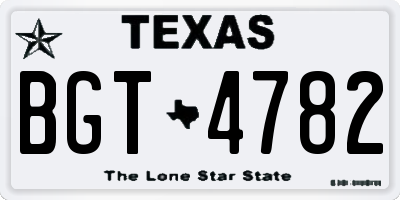 TX license plate BGT4782
