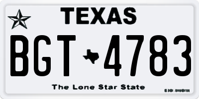 TX license plate BGT4783