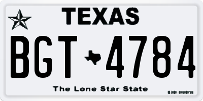 TX license plate BGT4784