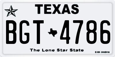 TX license plate BGT4786