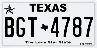 TX license plate BGT4787