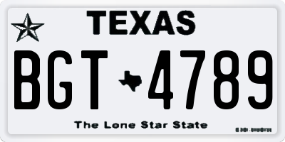 TX license plate BGT4789