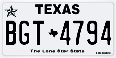 TX license plate BGT4794