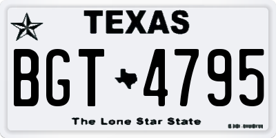 TX license plate BGT4795