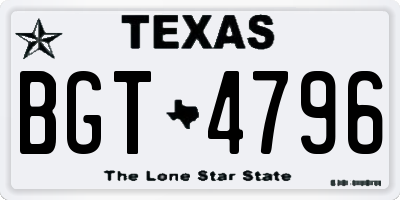 TX license plate BGT4796
