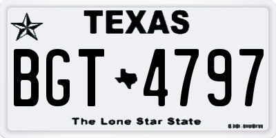 TX license plate BGT4797