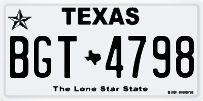 TX license plate BGT4798