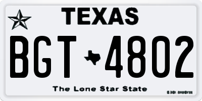 TX license plate BGT4802