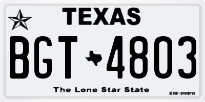 TX license plate BGT4803