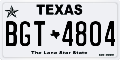 TX license plate BGT4804