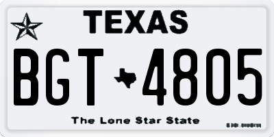 TX license plate BGT4805