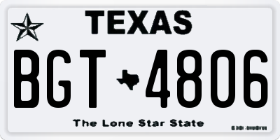 TX license plate BGT4806
