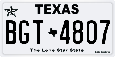 TX license plate BGT4807
