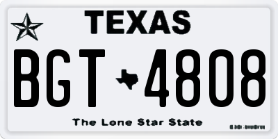 TX license plate BGT4808