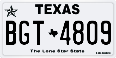 TX license plate BGT4809