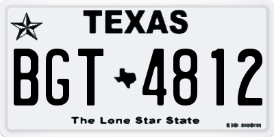 TX license plate BGT4812