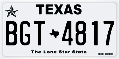 TX license plate BGT4817
