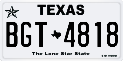 TX license plate BGT4818