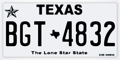 TX license plate BGT4832