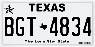 TX license plate BGT4834