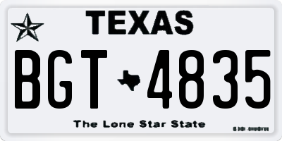 TX license plate BGT4835
