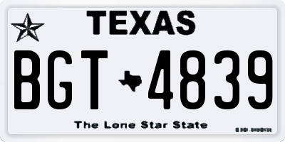 TX license plate BGT4839