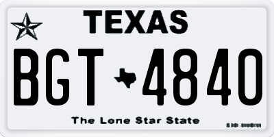 TX license plate BGT4840