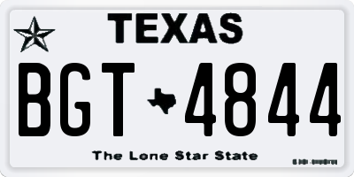 TX license plate BGT4844