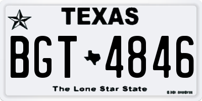 TX license plate BGT4846