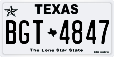 TX license plate BGT4847