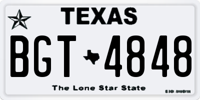 TX license plate BGT4848