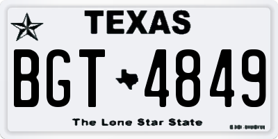 TX license plate BGT4849