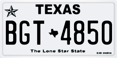 TX license plate BGT4850