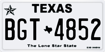 TX license plate BGT4852