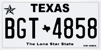 TX license plate BGT4858