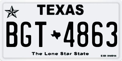 TX license plate BGT4863