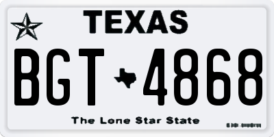 TX license plate BGT4868