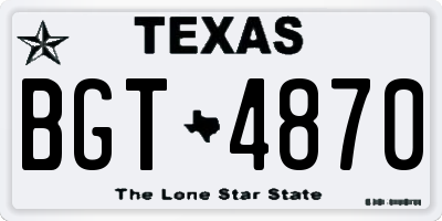 TX license plate BGT4870