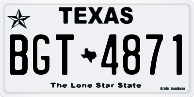 TX license plate BGT4871