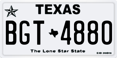TX license plate BGT4880
