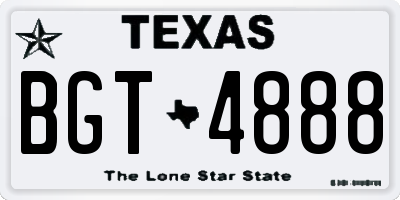 TX license plate BGT4888