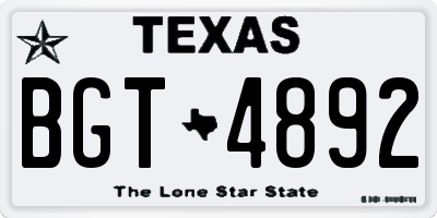 TX license plate BGT4892