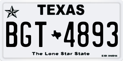 TX license plate BGT4893