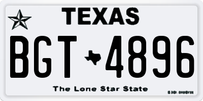 TX license plate BGT4896