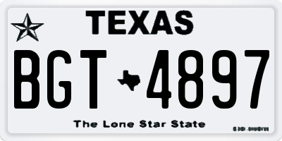 TX license plate BGT4897